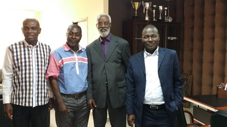 Mr Menssesso, Dr Koffi Kouadio, Mr Yao N Etranny, DG CROU A, May 2015.jpg