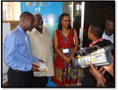 With the press after donation ceremony