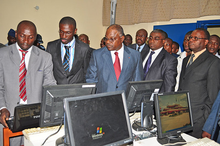 Delegates in Gabon at computer center